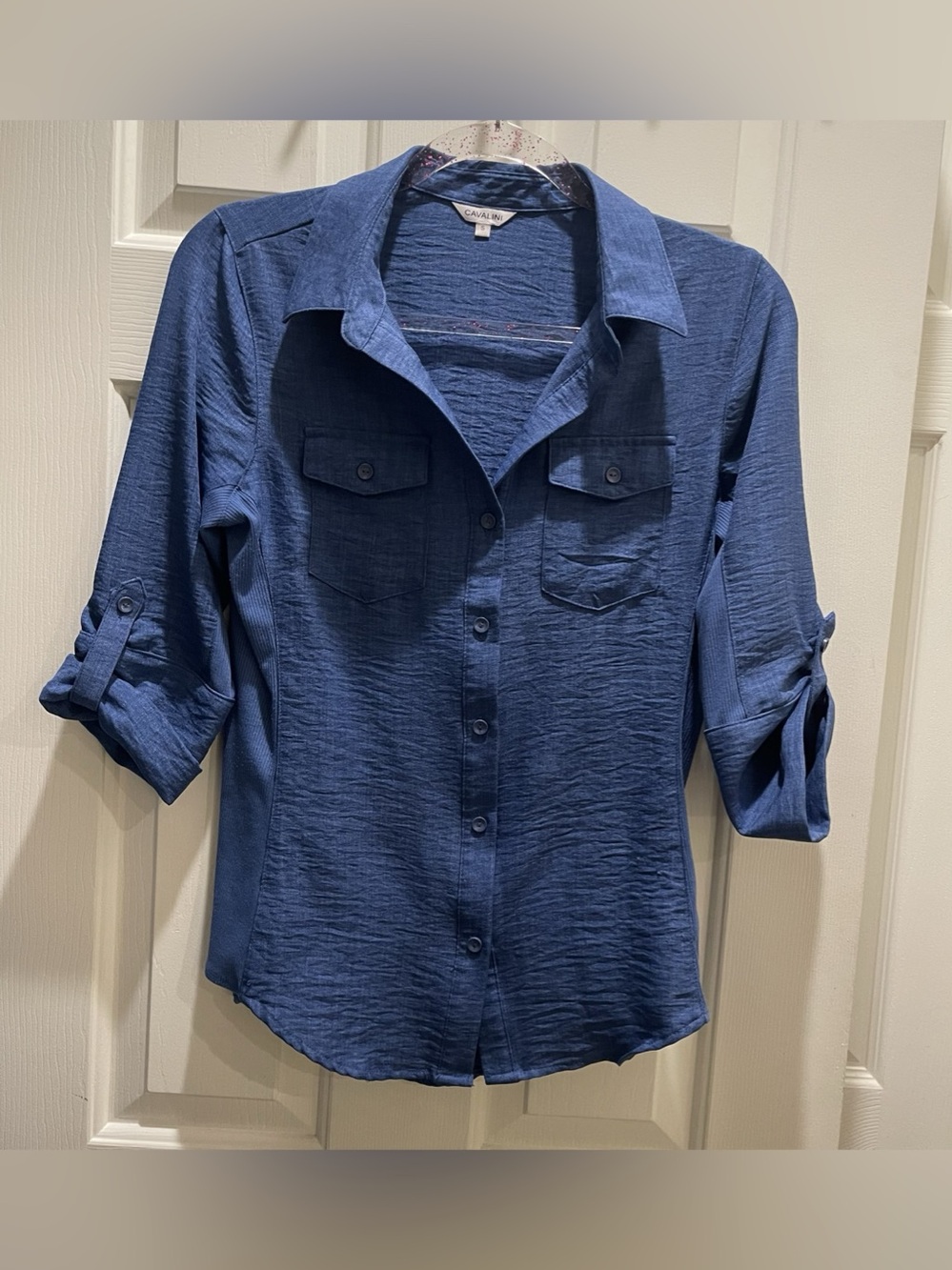 Caviolinni Women'Small Blue Button Down Shirt Size Small